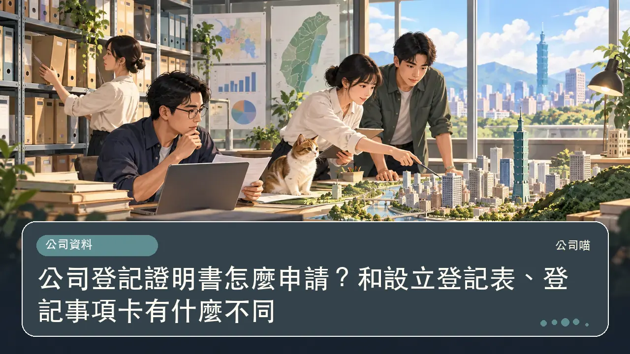 公司登記證明書怎麼申請？和設立登記表、登記事項卡有什麼不同主題插畫