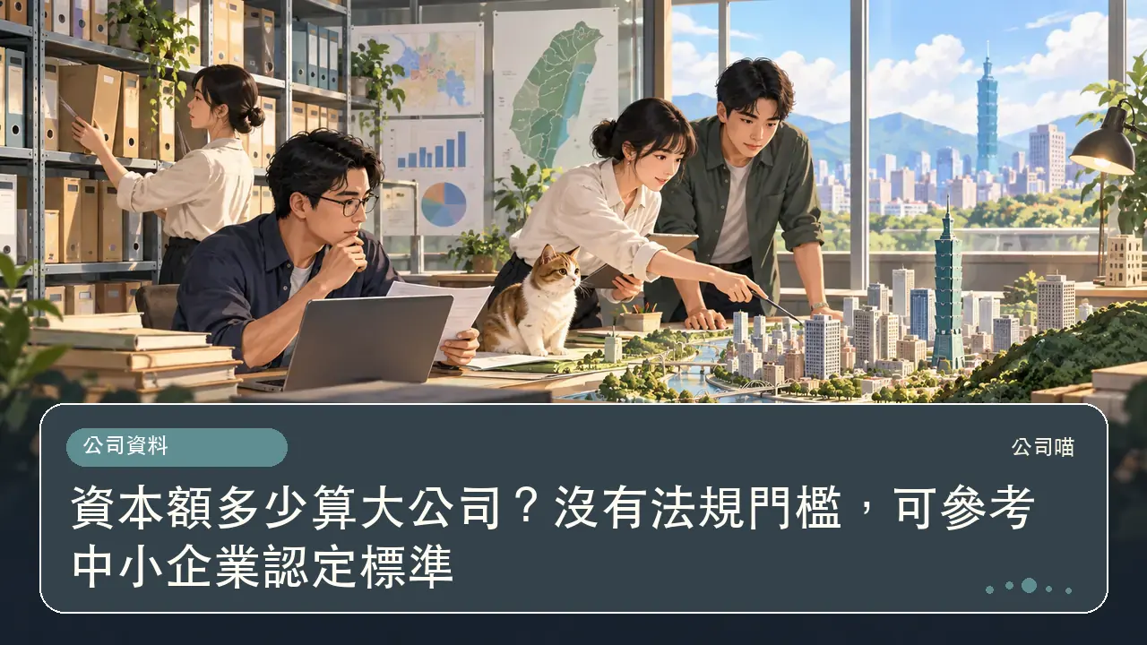 資本額多少算大公司？沒有法規門檻，可參考中小企業認定標準主題插畫