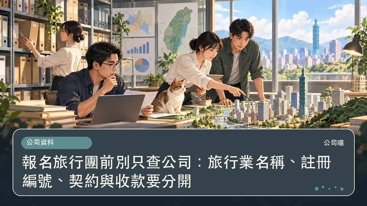 報名旅行團前別只查公司:旅行業名稱、註冊編號、契約與收款要分開主題插畫